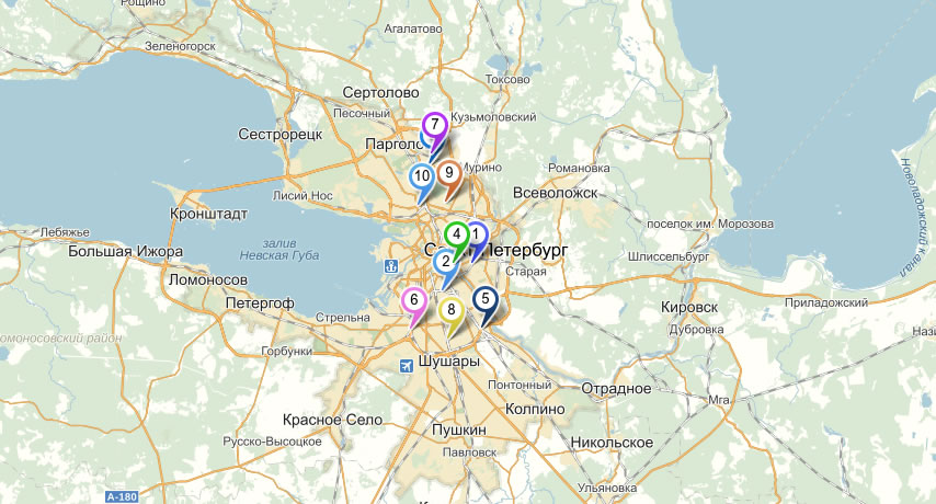 Карта перехватывающих парковок Санкт-Петербурга