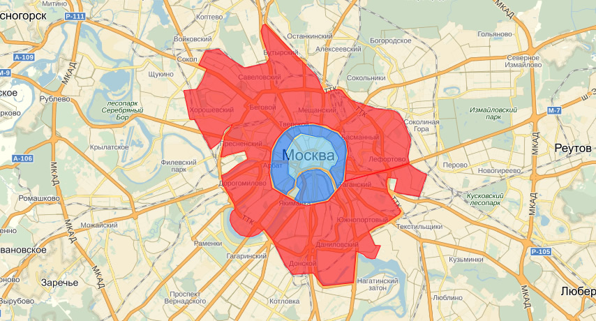 Карта платных парковок Москвы