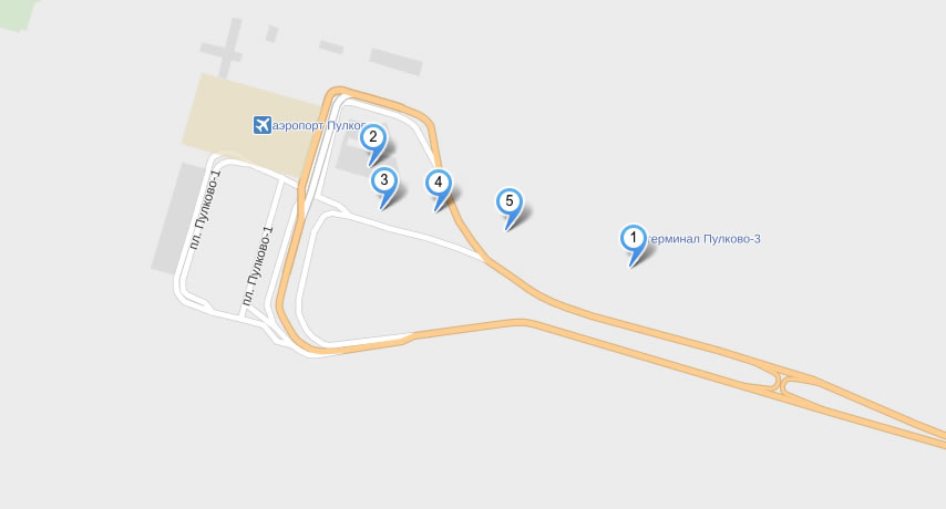 Карта парковок у аэропорта Пулково