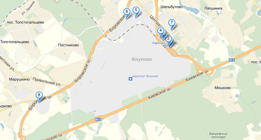 Карта парковок у аэропорта Внуково