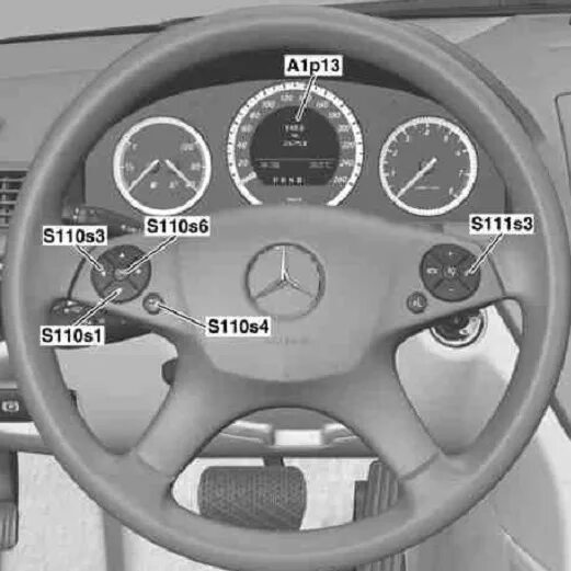 Сброс сервисного интервала на руле Mercedes-Benz C-Klasse (W204) с 4 кнопками фото